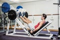 Muscular man doing exercise for legs Royalty Free Stock Photo