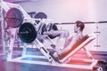 Muscular man doing exercise for legs Royalty Free Stock Photo