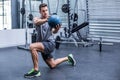 Muscular man doing medecine ball exercises Royalty Free Stock Photo