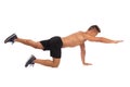 Muscular Man Is Doing One Leg Plank