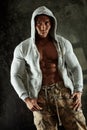 Muscular man in hoody