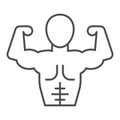 Muscular man line and solid icon. Bodybuilder fitness model with muscles symbol, outline style pictogram on white Royalty Free Stock Photo