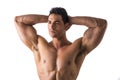 Muscular Man Looking Afar While Holding his Head Royalty Free Stock Photo