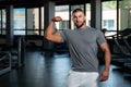 Muscular Man Posing In Gray T-shirt Royalty Free Stock Photo