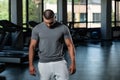 Muscular Man Posing In Gray T-shirt Royalty Free Stock Photo