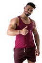 Muscular man shirtless doing thumb up sign for OK Royalty Free Stock Photo