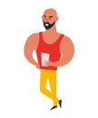 Muscular man trainer on white background vector illustration