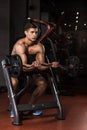 Muscular man working out in gym doing exercises with barbell Royalty Free Stock Photo