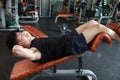Muscular man working out in gym . Man doing situp crunches Royalty Free Stock Photo