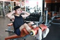 Muscular man working out in gym . Man doing situp crunches Royalty Free Stock Photo