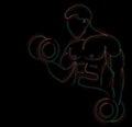 Muscular Man Workout with Barbell Sport and Activity Line art Drawing