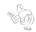 Muscular Man Workout with Barbell Sport and Activity Line art Drawing
