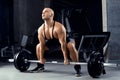 Muscular men lifting deadlift In the gym Royalty Free Stock Photo