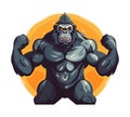 Muscular monkey mascot flexes strength