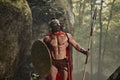 Muscular Roman warrior in armor