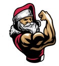 Muscular santa claus show his bicep arm