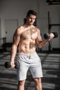 Muscular serious man doing weightlifting Royalty Free Stock Photo