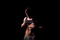 Muscular and torso of young man having perfect abs. Male hunk with athletic body. Fitness concept Royalty Free Stock Photo