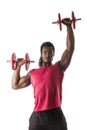 Muscular young black man exercising biceps Royalty Free Stock Photo