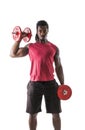 Muscular young black man exercising biceps Royalty Free Stock Photo