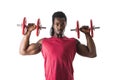 Muscular young black man exercising biceps Royalty Free Stock Photo