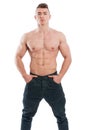 Muscular and shirtless male model standing Royalty Free Stock Photo