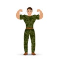 Muscular soldier. Vector illustration.