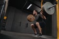 Muscular sportsman doing back squat in gym Royalty Free Stock Photo