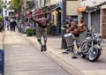 Muscular street performers on a street in Juan-les-Pins near La Pinede