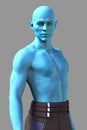 Muscular strong handsome alien man character in an assertive pose Royalty Free Stock Photo