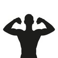 Muscular strong man silhouette isolated on white background