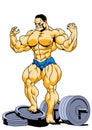 Muscular super bodybuilder posing