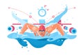 Muscular swimmer in competition swimming pool. Royalty Free Stock Photo