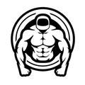 Muscular torso man in circle