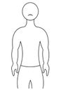 Muscular torso of a sad man. Sketch. Vector illustration. Athletic body of an unknown person. Outline on isolated background.