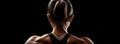 Muscular Woman Back View of a Bodybuilder Athlete in a Black Background - Generative Ai