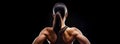 Muscular Woman Back View of a Bodybuilder Athlete in a Black Background - Generative Ai