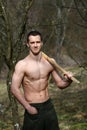 Muscular woodcutter Royalty Free Stock Photo