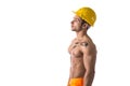 Muscular young construction worker shirtless Royalty Free Stock Photo