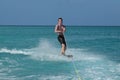 Muscular Young Guy Riding a Wakeboard in Aruba Royalty Free Stock Photo