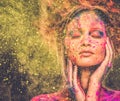 Muse with creative body art Royalty Free Stock Photo