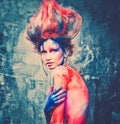 Muse with creative body art Royalty Free Stock Photo