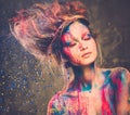 Muse with creative body art Royalty Free Stock Photo