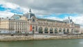 The musee d'Orsay is a museum in Paris timelapse, on the left bank of the Seine. Paris, France Royalty Free Stock Photo