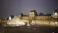 Musee du Louvre, Ariel view of the Louvre museum and the Pyramid, Paris, France