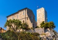 Musee Picasso Museum medieval stone fortress at Rue du Bateau street in historic old town of Antibes resort city in France