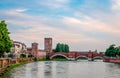 Museo di Castelvecchio and Castel Vecchio Bridge in Verona, Italy Royalty Free Stock Photo