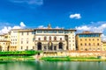 Museo Galileo museum, Gallerie degli Uffizi gallery and buildings on embankment promenade of Arno river in Florence Royalty Free Stock Photo