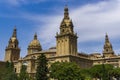 Museu Nacional d\'Art de Catalunya day side view on Montjuic hill in Barcelona, Spain Royalty Free Stock Photo