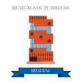 Museum Aan De Stroom in Antwerp Belgium. Flat cartoon style historic sight showplace attraction web site vector illustration. Worl Royalty Free Stock Photo